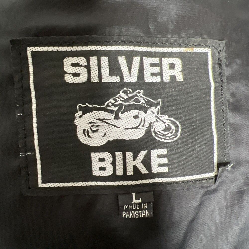 Silver Bike Leather Motorcycle Vest Red Floral Fringe Jacket L Festival Read - Picture 11 of 16